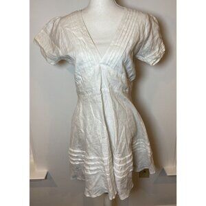 NWT Pamelone Ella Dress V neck Fit Flare Linen White Size Medium M New